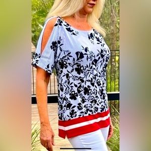 Tommy Hilfiger cold shoulder floral top